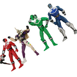 Bandai Lot of 4 Power Rangers Action Figures Red Green Blue Ranger & Jindrax 6"